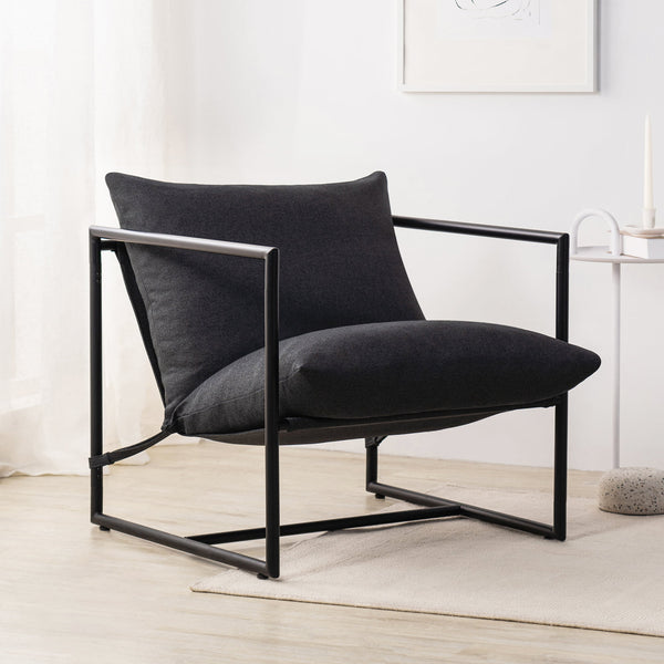 Zinus Hayden Metal Framed Sling Accent Chair, Dark Grey