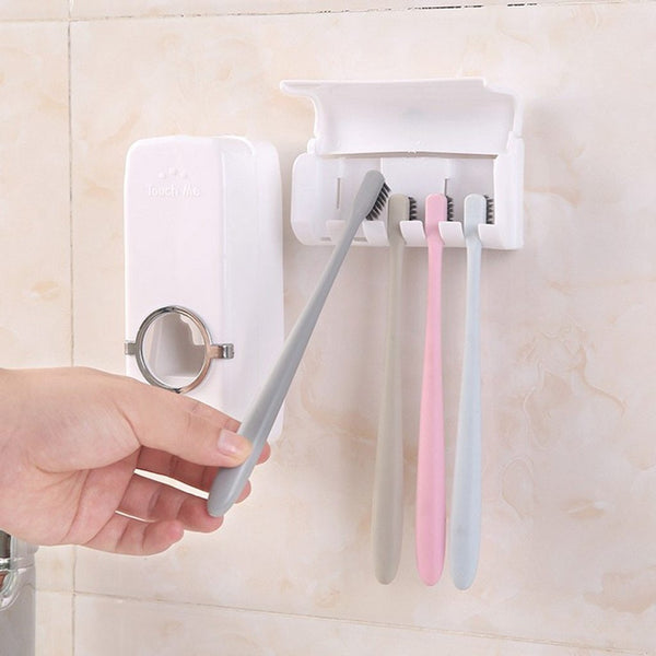 Toothpaste Dispenser with 5 Toothbrush Holder