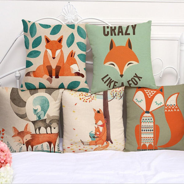 Fox Print Sofa Pillow Case