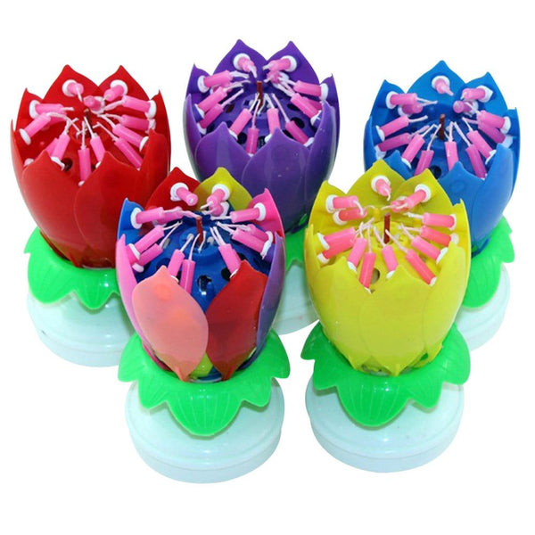Rotating Lotus Cake Candle